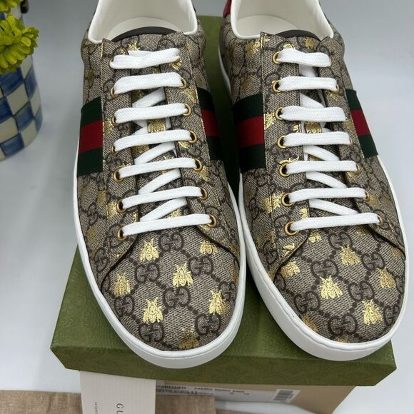 Men's Gucci, GG Supreme ace bee sneakers size 13 made in Italy - Picture 3 of 10